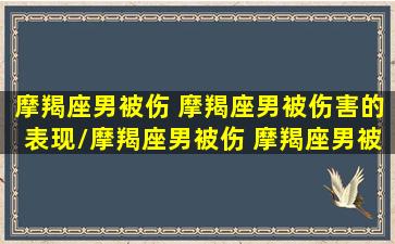 摩羯座男被伤 摩羯座男被伤害的表现/摩羯座男被伤 摩羯座男被伤害的表现-我的网站